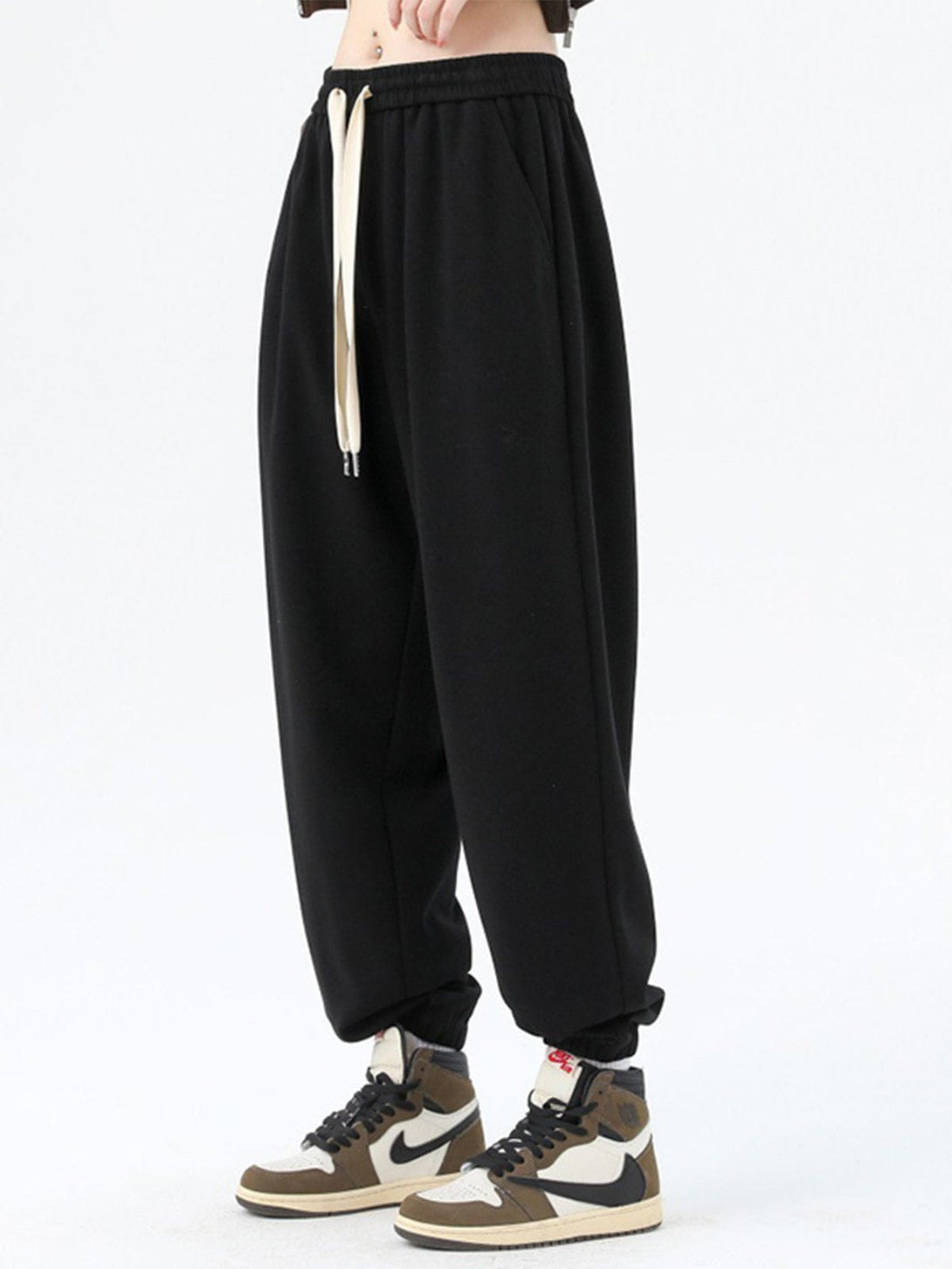 Helmiss - Slack Solid Color Drawstring Pants- Streetwear Fashion - helmiss.com