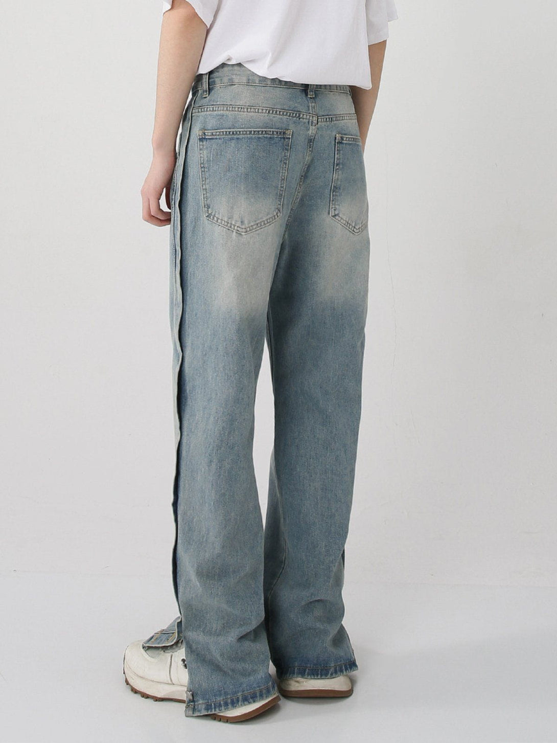 Helmiss - Slightly Flared Split Jeans- Streetwear Fashion - helmiss.com