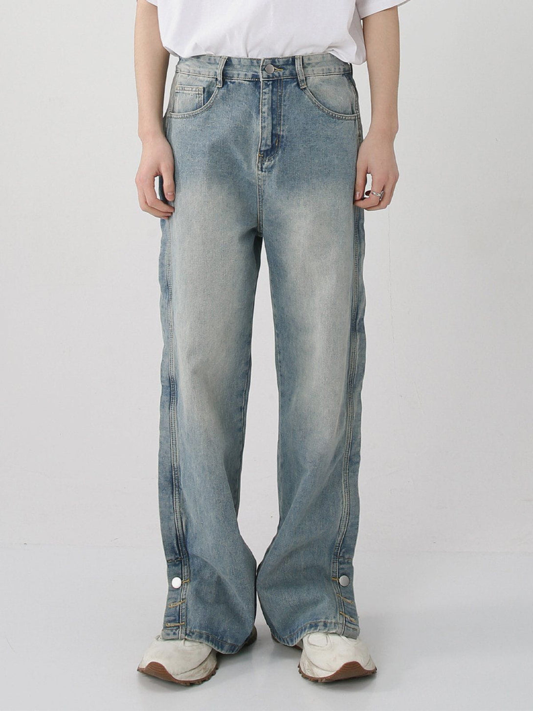 Helmiss - Slightly Flared Split Jeans- Streetwear Fashion - helmiss.com