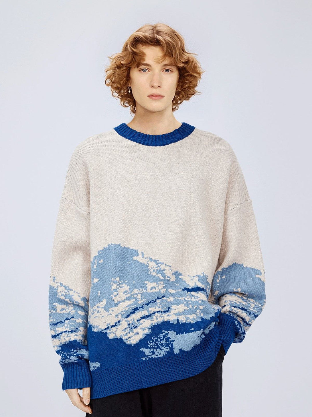 Helmiss - Snow Mountain Gradient Knit Sweater- Streetwear Fashion - helmiss.com