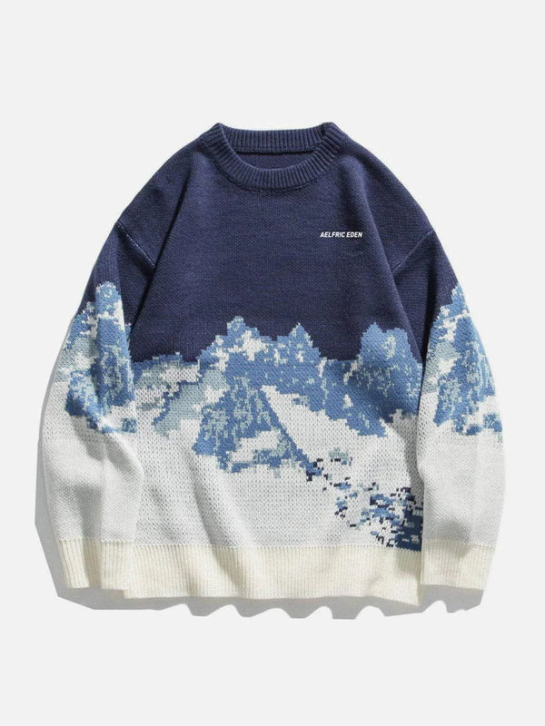 Helmiss - Snow Mountain Pattern Sweater- Streetwear Fashion - helmiss.com