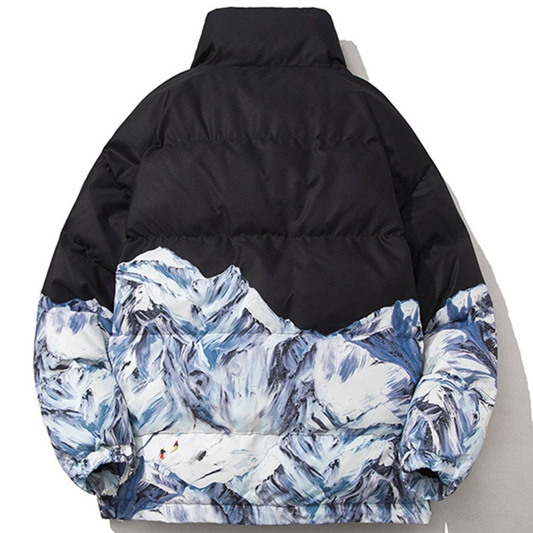 Helmiss - Snow Mountain Print Winter Coat- Streetwear Fashion - helmiss.com