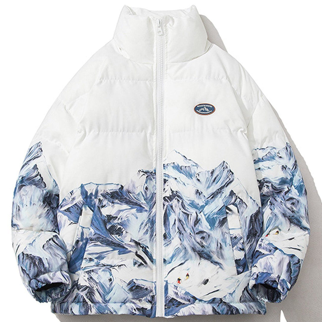 Helmiss - Snow Mountain Print Winter Coat- Streetwear Fashion - helmiss.com