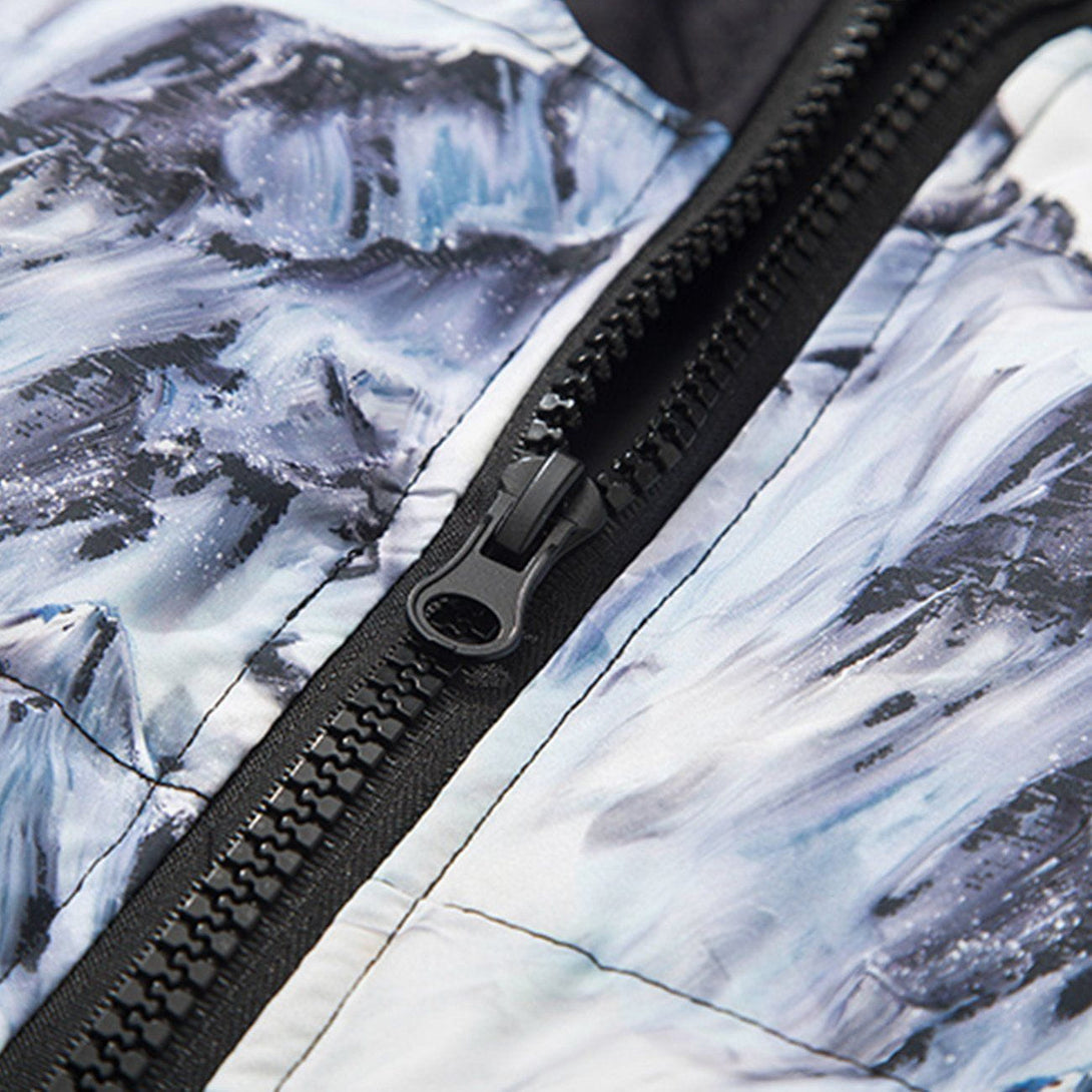 Helmiss - Snow Mountain Print Winter Coat- Streetwear Fashion - helmiss.com