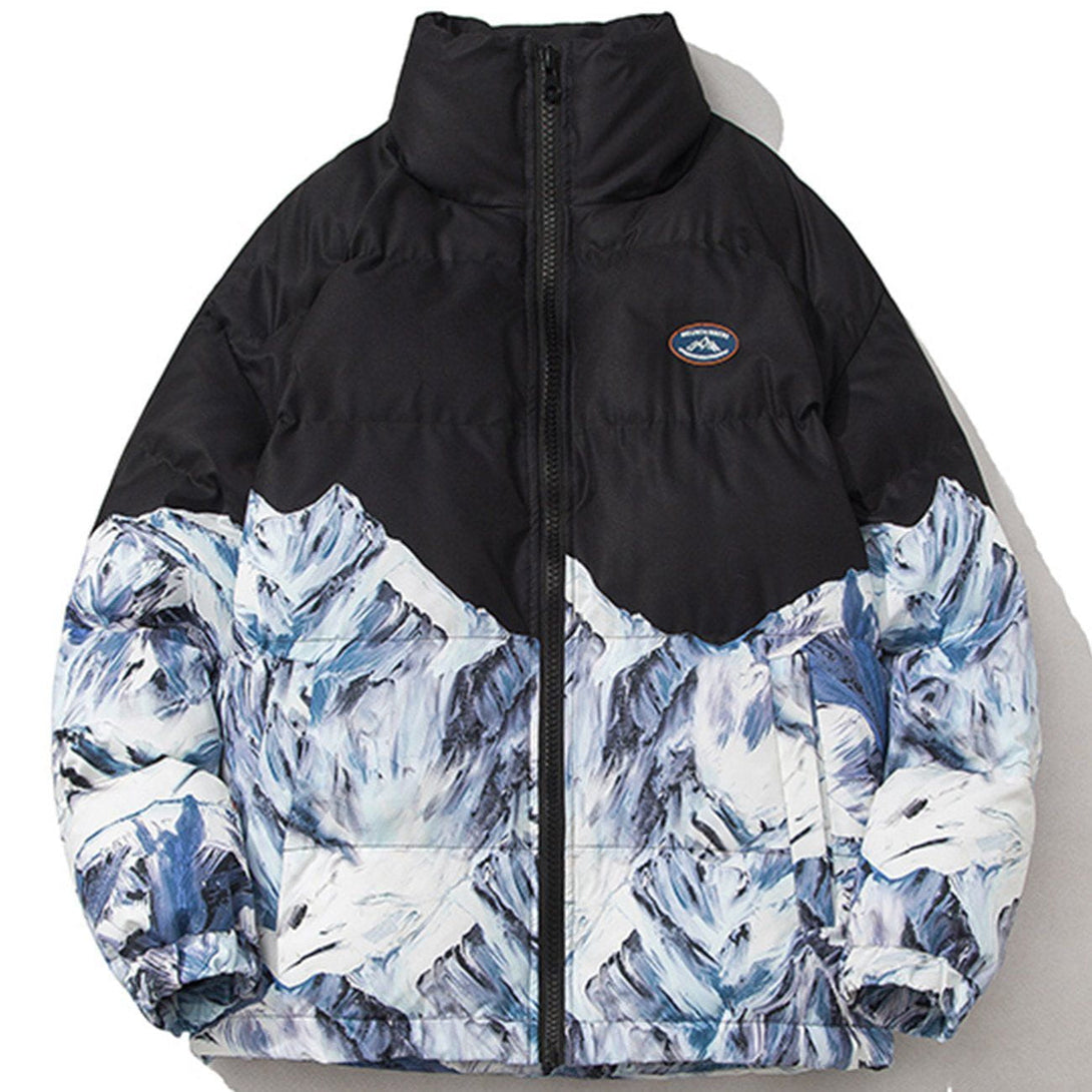 Helmiss - Snow Mountain Print Winter Coat- Streetwear Fashion - helmiss.com