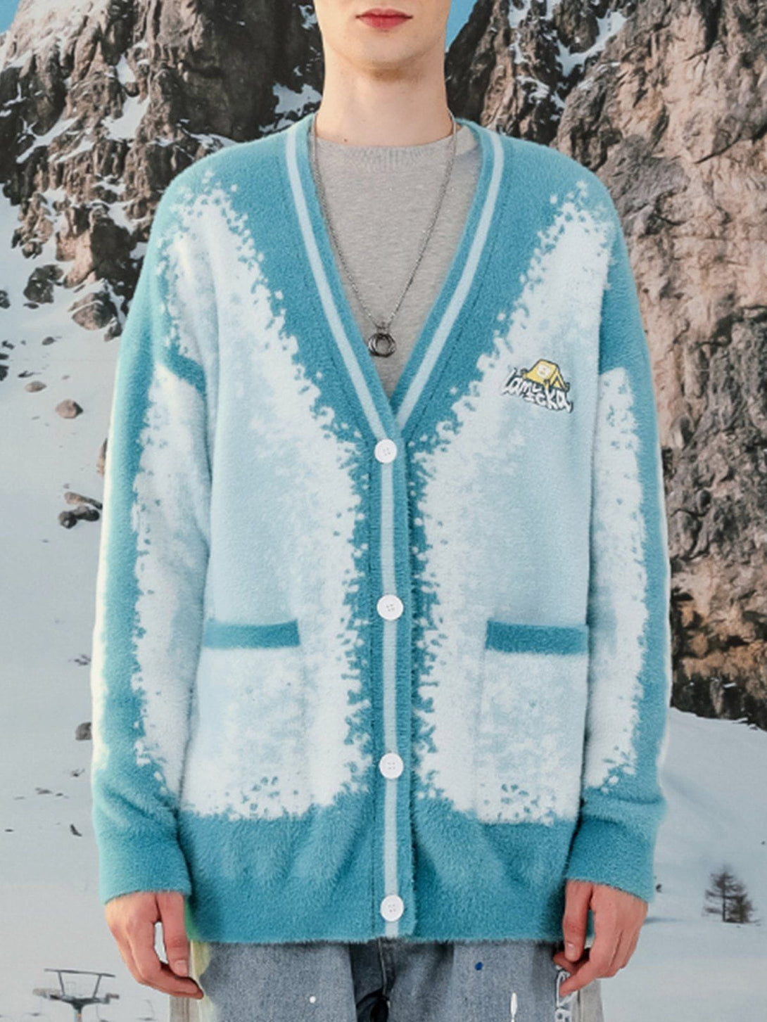 Helmiss - Snow Tie Dye Gradient Cardigan- Streetwear Fashion - helmiss.com