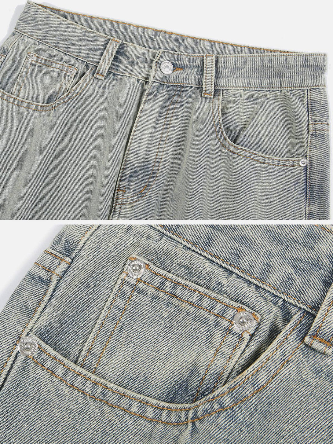 Helmiss - Solid Button Decoration Jeans- Streetwear Fashion - helmiss.com