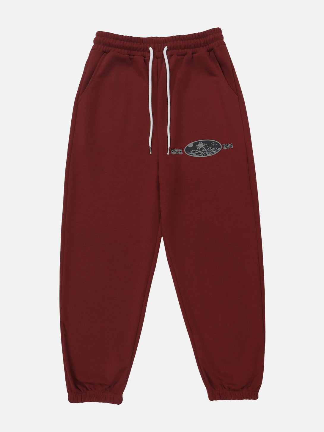 Helmiss - Solid Color Beach Print Sweatpants- Streetwear Fashion - helmiss.com