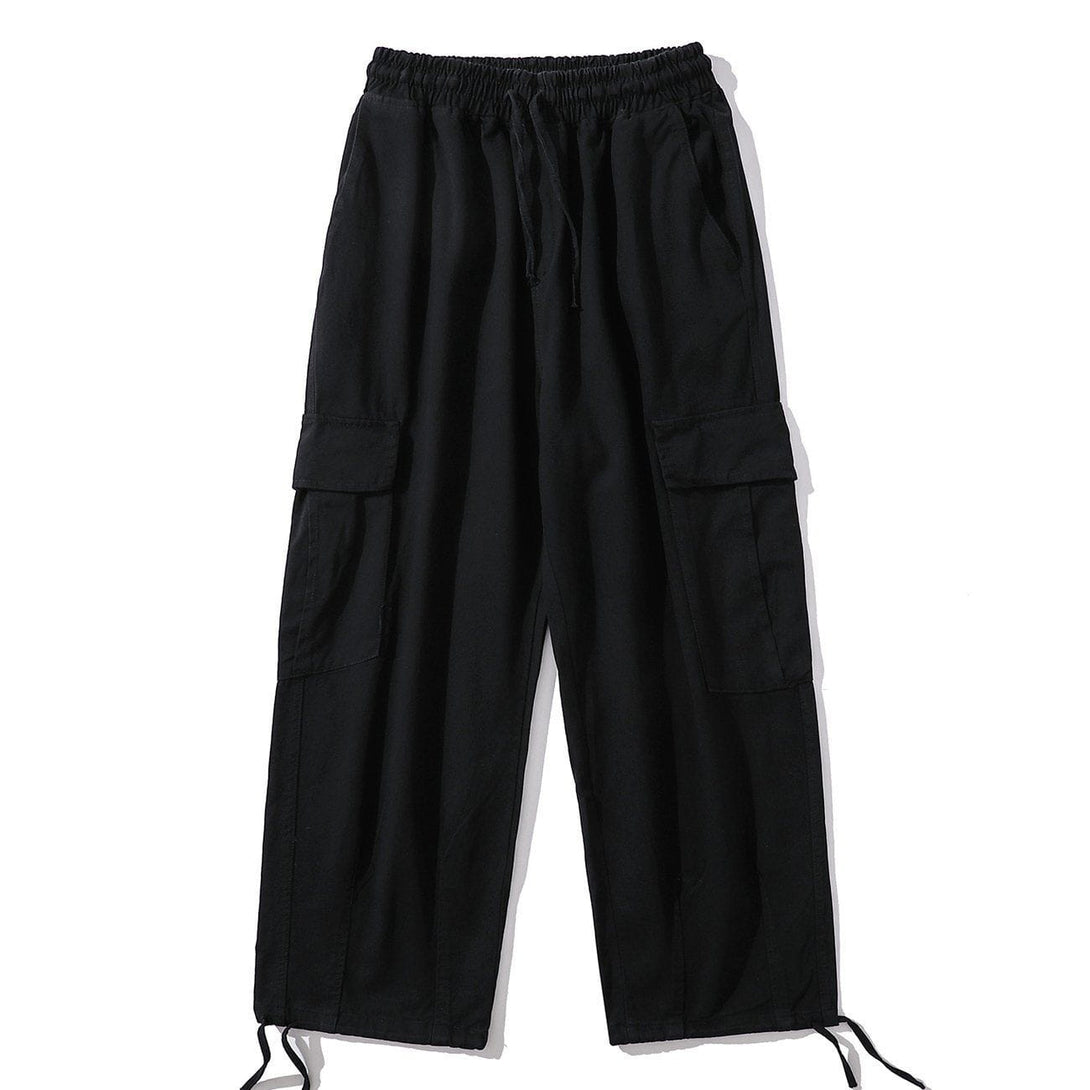 Helmiss - Solid Color Big Pockets To Tie Feet Pants- Streetwear Fashion - helmiss.com