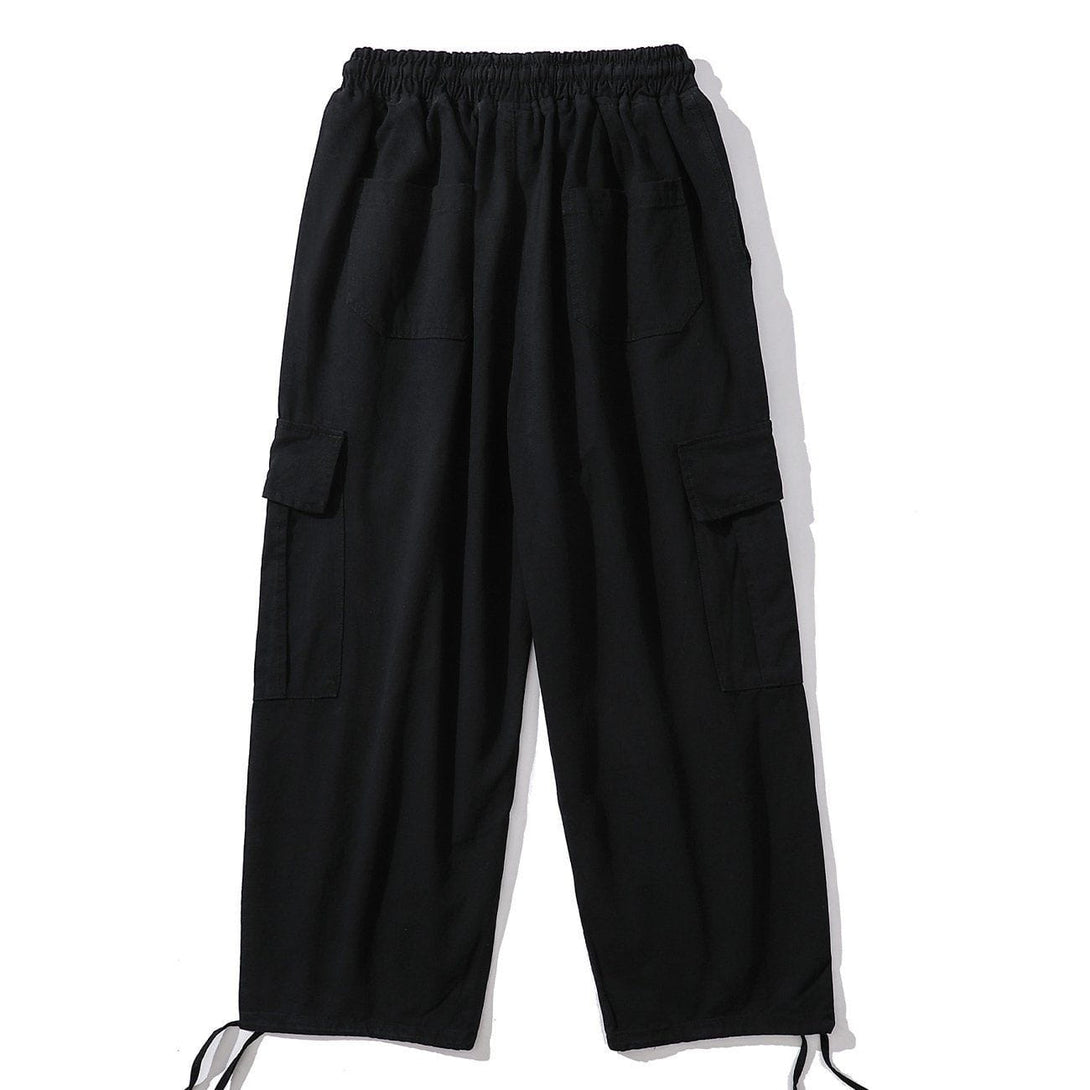 Helmiss - Solid Color Big Pockets To Tie Feet Pants- Streetwear Fashion - helmiss.com