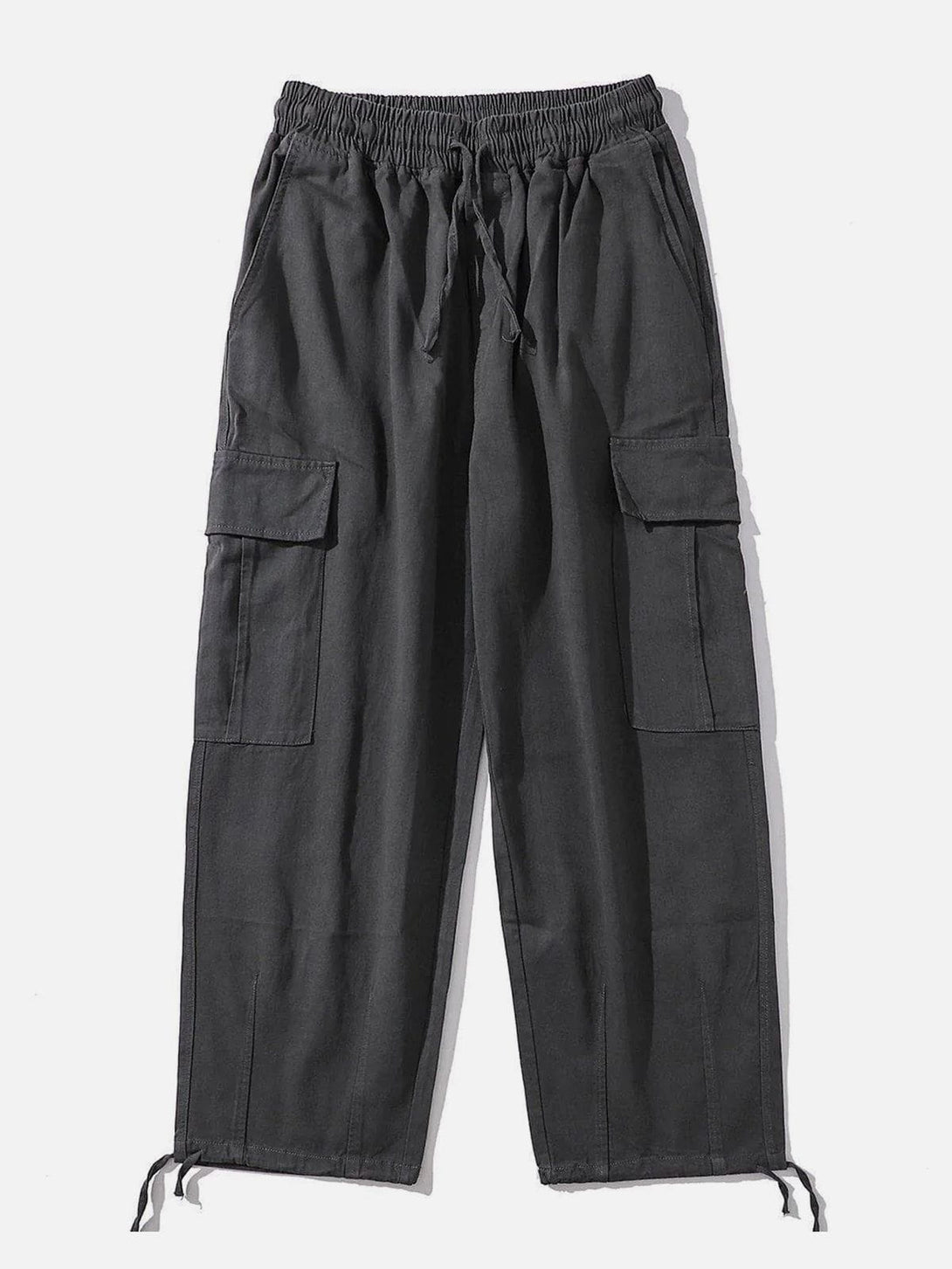 Helmiss - Solid Color Big Pockets To Tie Feet Pants- Streetwear Fashion - helmiss.com