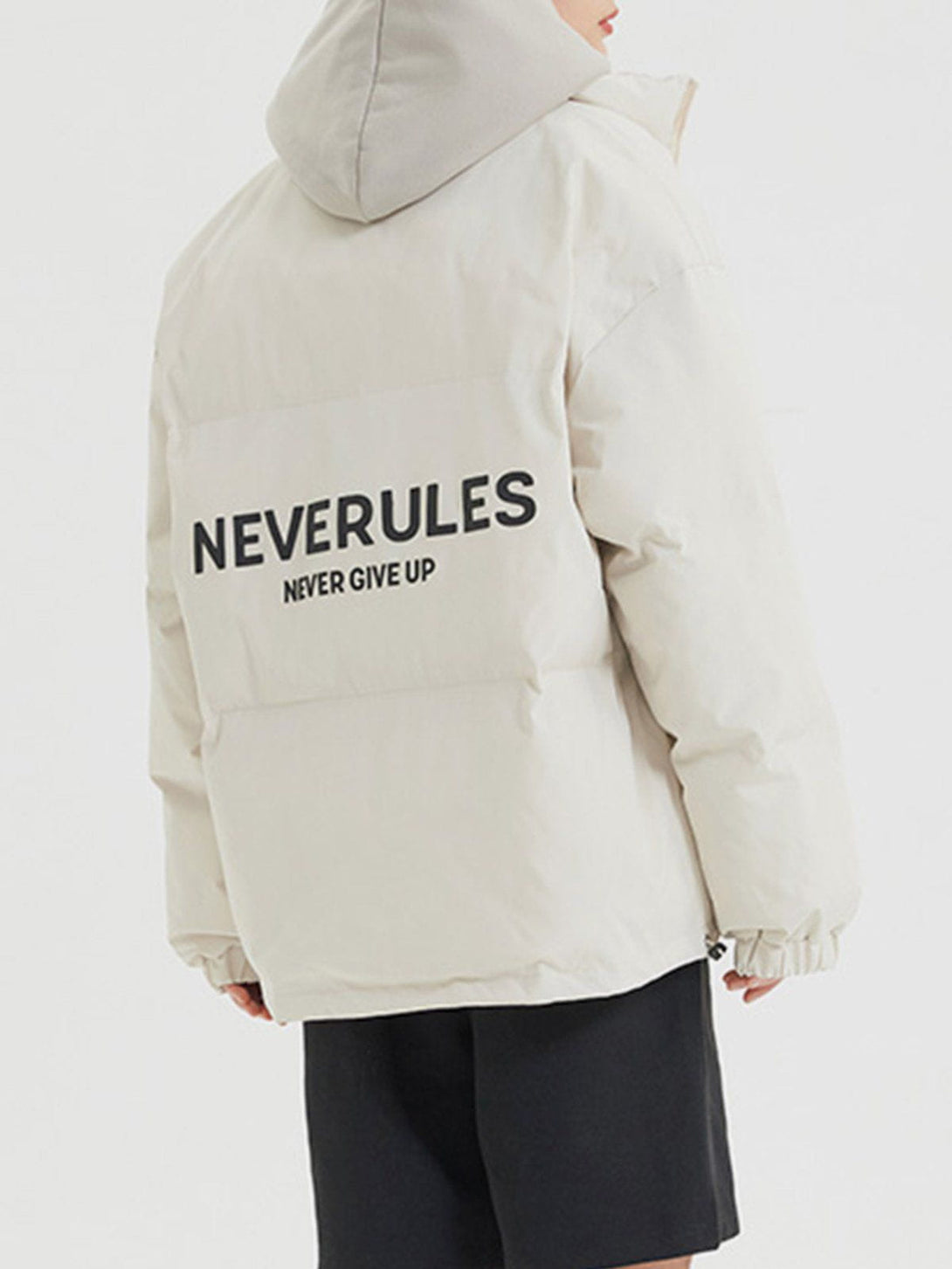 Helmiss - Solid Color Drawstring Winter Coat- Streetwear Fashion - helmiss.com