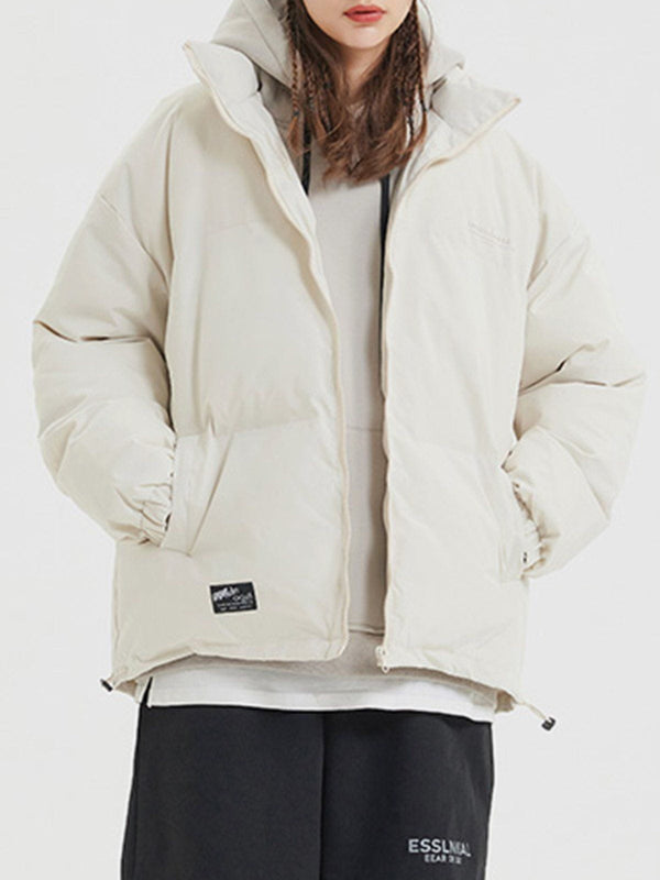 Helmiss - Solid Color Drawstring Winter Coat- Streetwear Fashion - helmiss.com