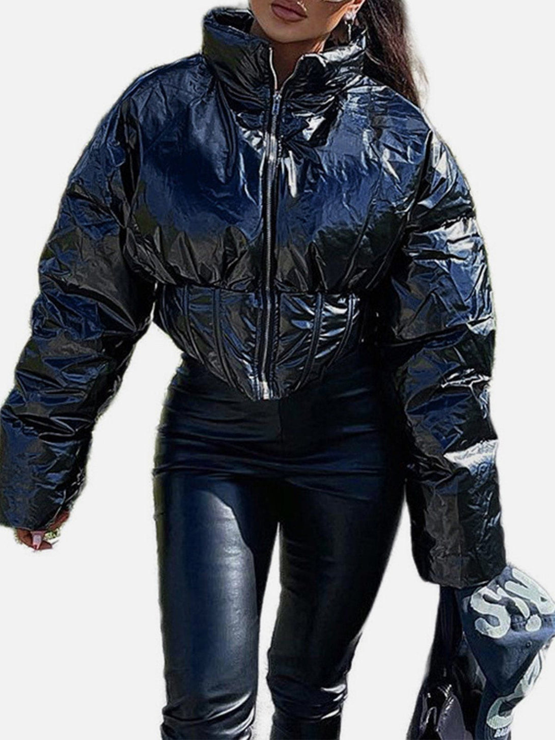 Helmiss - Solid Color Gloss Water Resistant Short Winter Coat- Streetwear Fashion - helmiss.com