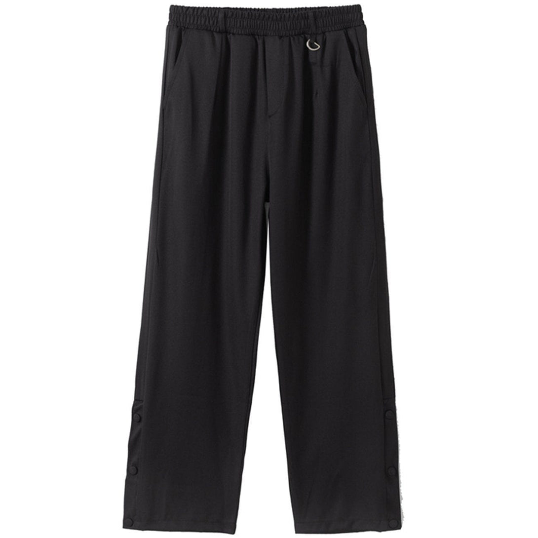 Helmiss - Solid Color Hem Button Pants- Streetwear Fashion - helmiss.com