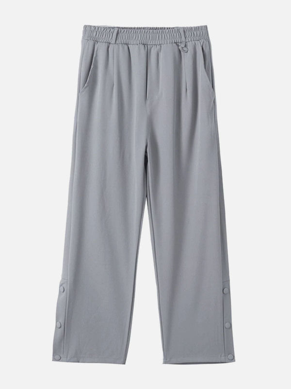 Helmiss - Solid Color Hem Button Pants- Streetwear Fashion - helmiss.com