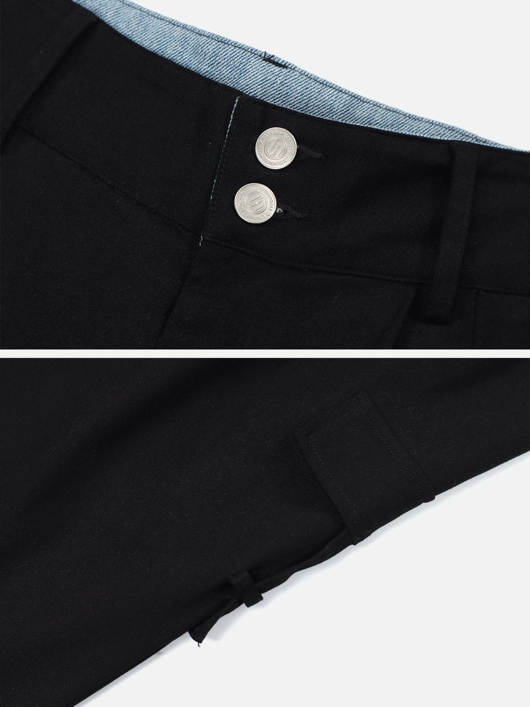 Helmiss - Solid Color Hem Reverse Denim Pants- Streetwear Fashion - helmiss.com