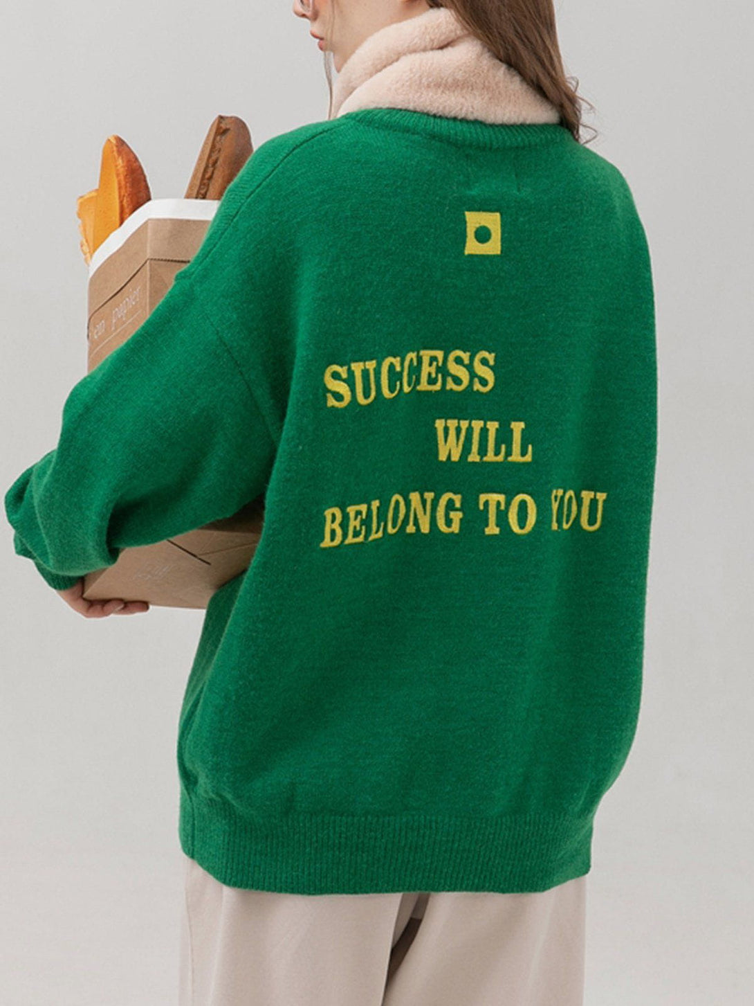 Helmiss - Solid Color Letter Embroidery Cardigan- Streetwear Fashion - helmiss.com