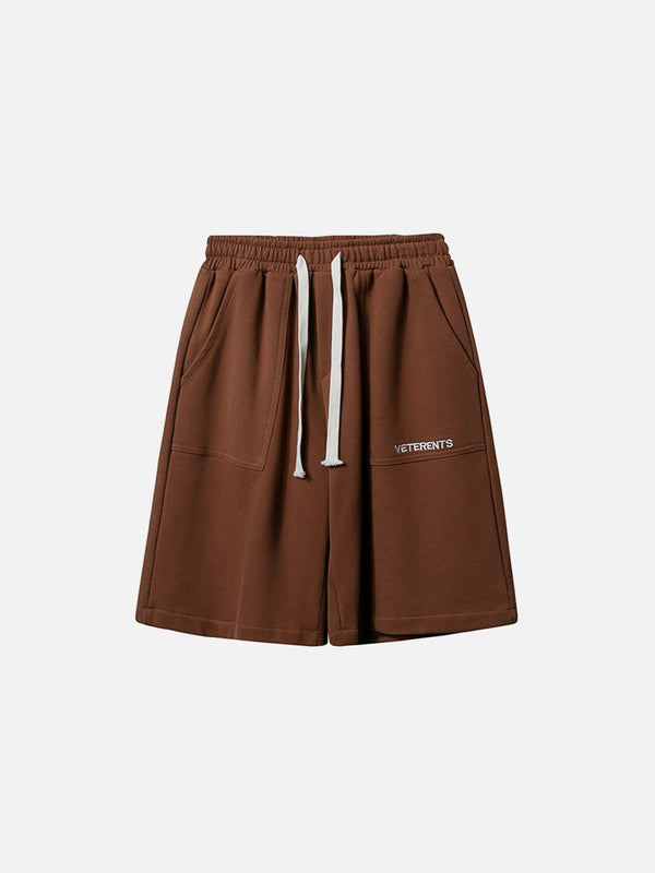 Helmiss - Solid Color Letter Embroidery Shorts- Streetwear Fashion - helmiss.com