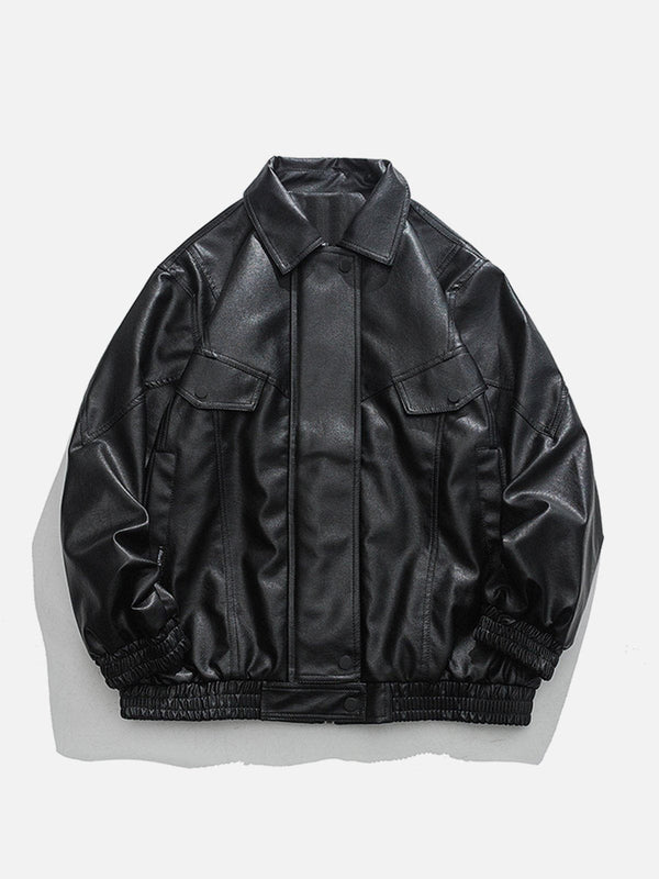 Helmiss - Solid Color PU Jacket- Streetwear Fashion - helmiss.com