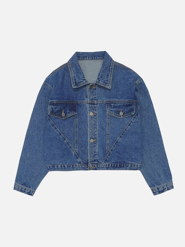 Helmiss - Solid Color Pocket Denim Jacket- Streetwear Fashion - helmiss.com