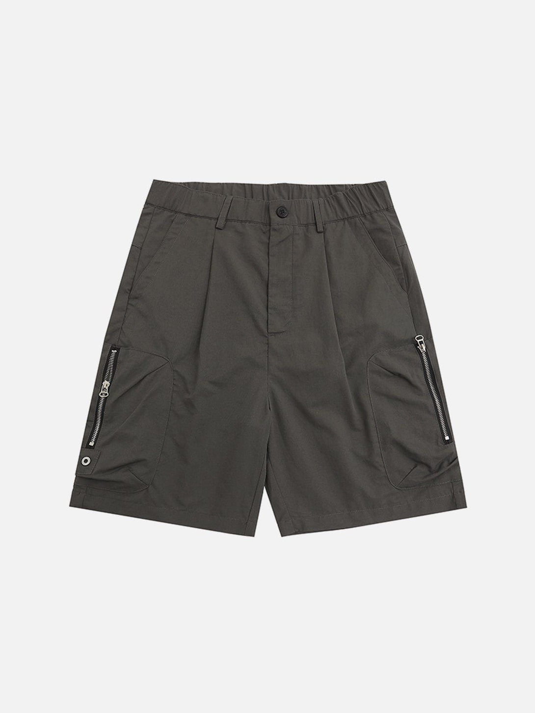 Helmiss - Solid Color Side Zipper Pockets Cargo Shorts- Streetwear Fashion - helmiss.com