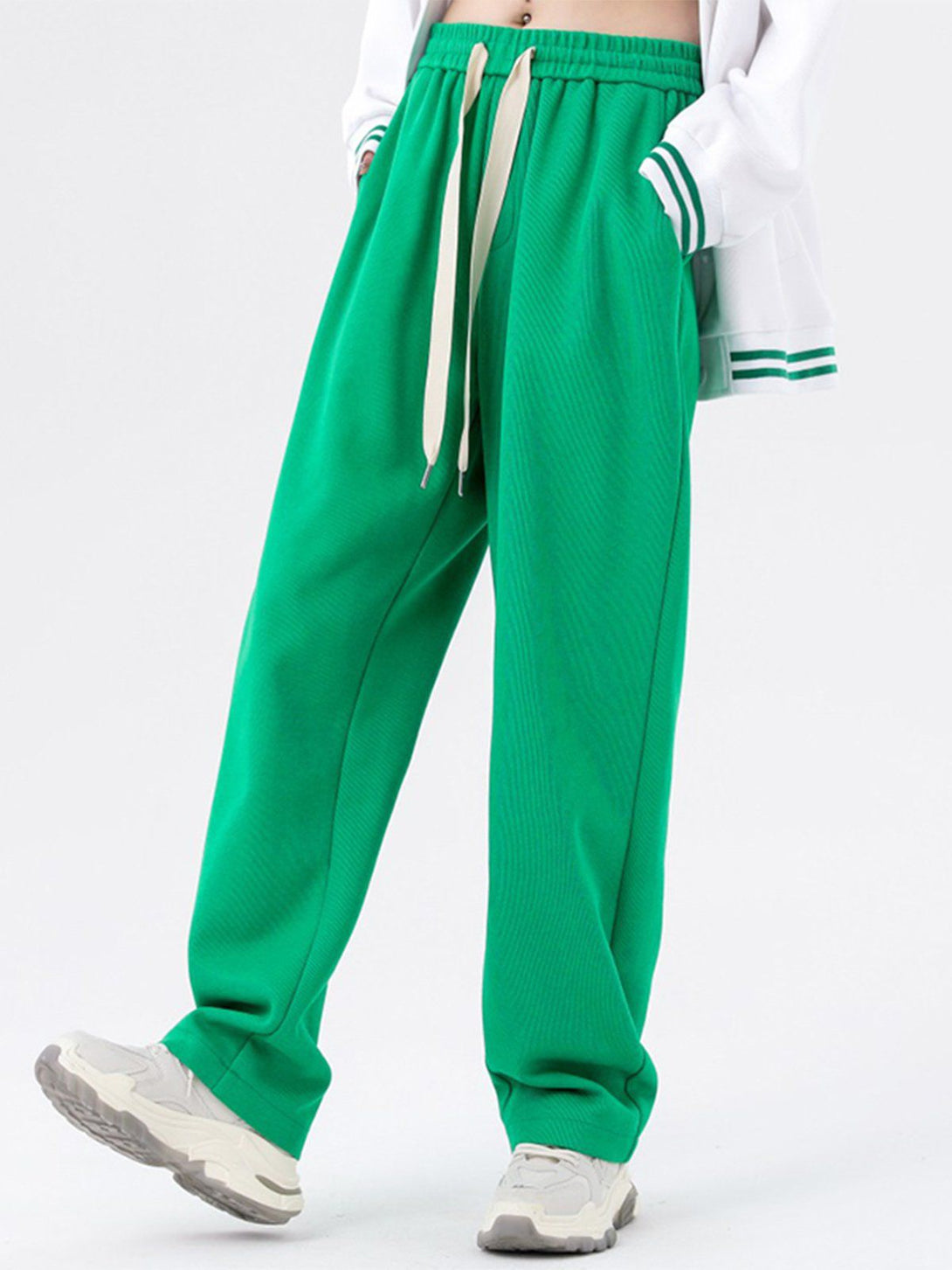 Helmiss - Solid Color Slack Drawstring Pants- Streetwear Fashion - helmiss.com