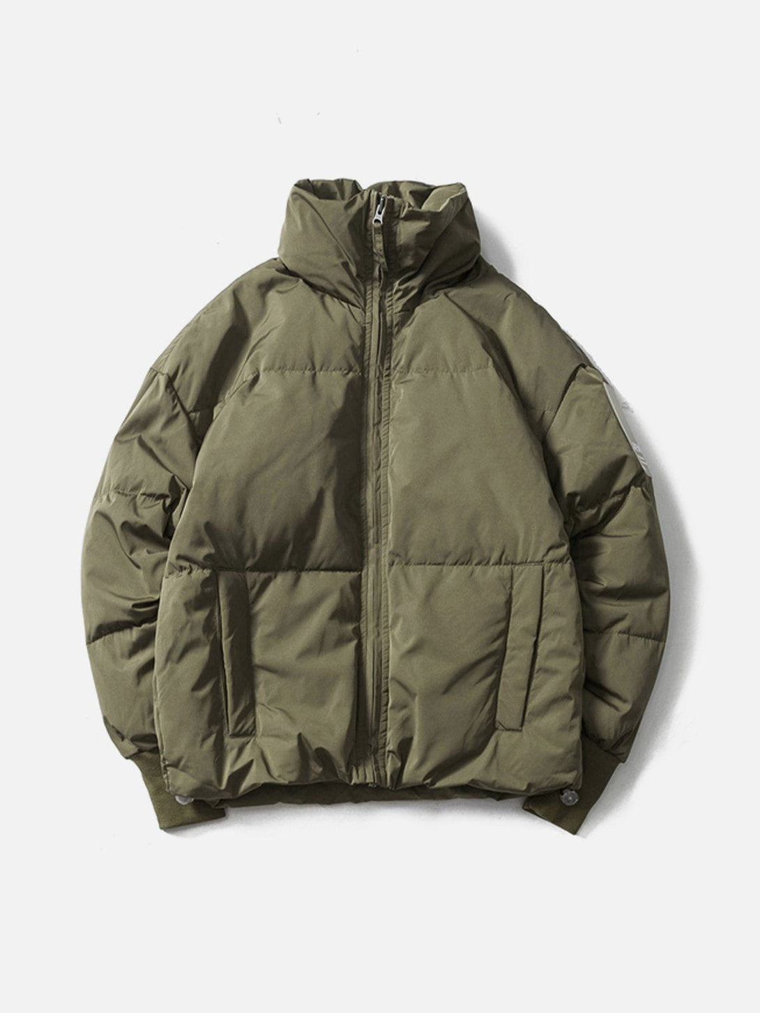 Helmiss - Solid Color Stand Collar Puffer Jacket- Streetwear Fashion - helmiss.com