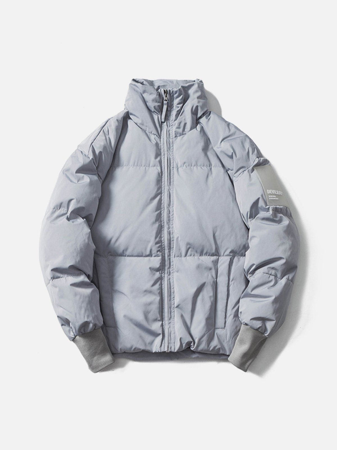 Helmiss - Solid Color Stand Collar Puffer Jacket- Streetwear Fashion - helmiss.com