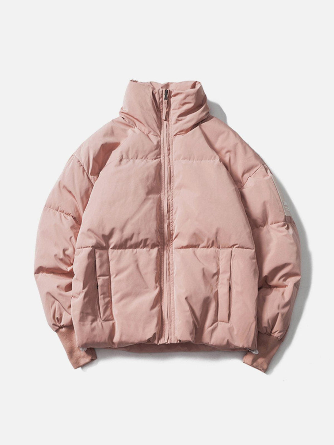 Helmiss - Solid Color Stand Collar Puffer Jacket- Streetwear Fashion - helmiss.com