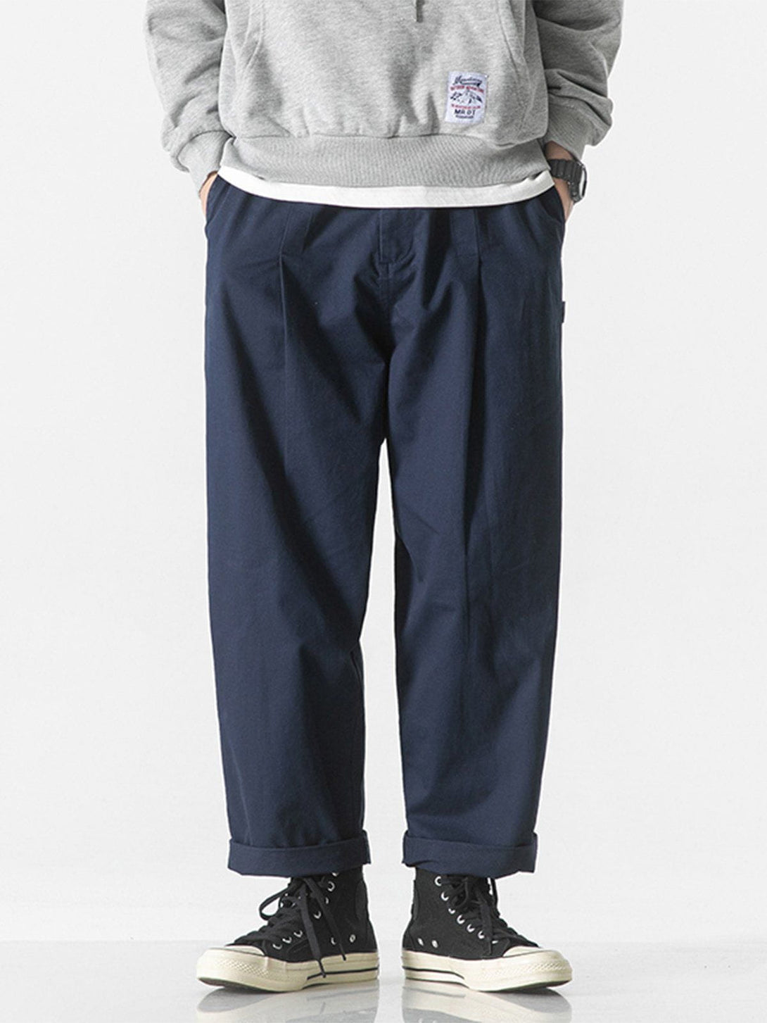 Helmiss - Solid Color Twill Cargo Pants- Streetwear Fashion - helmiss.com