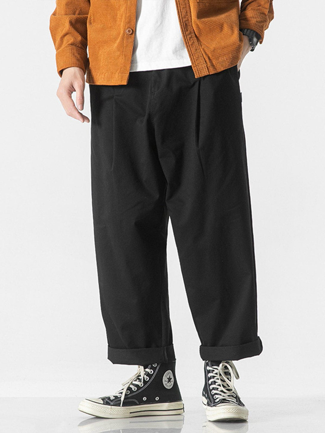 Helmiss - Solid Color Twill Cargo Pants- Streetwear Fashion - helmiss.com