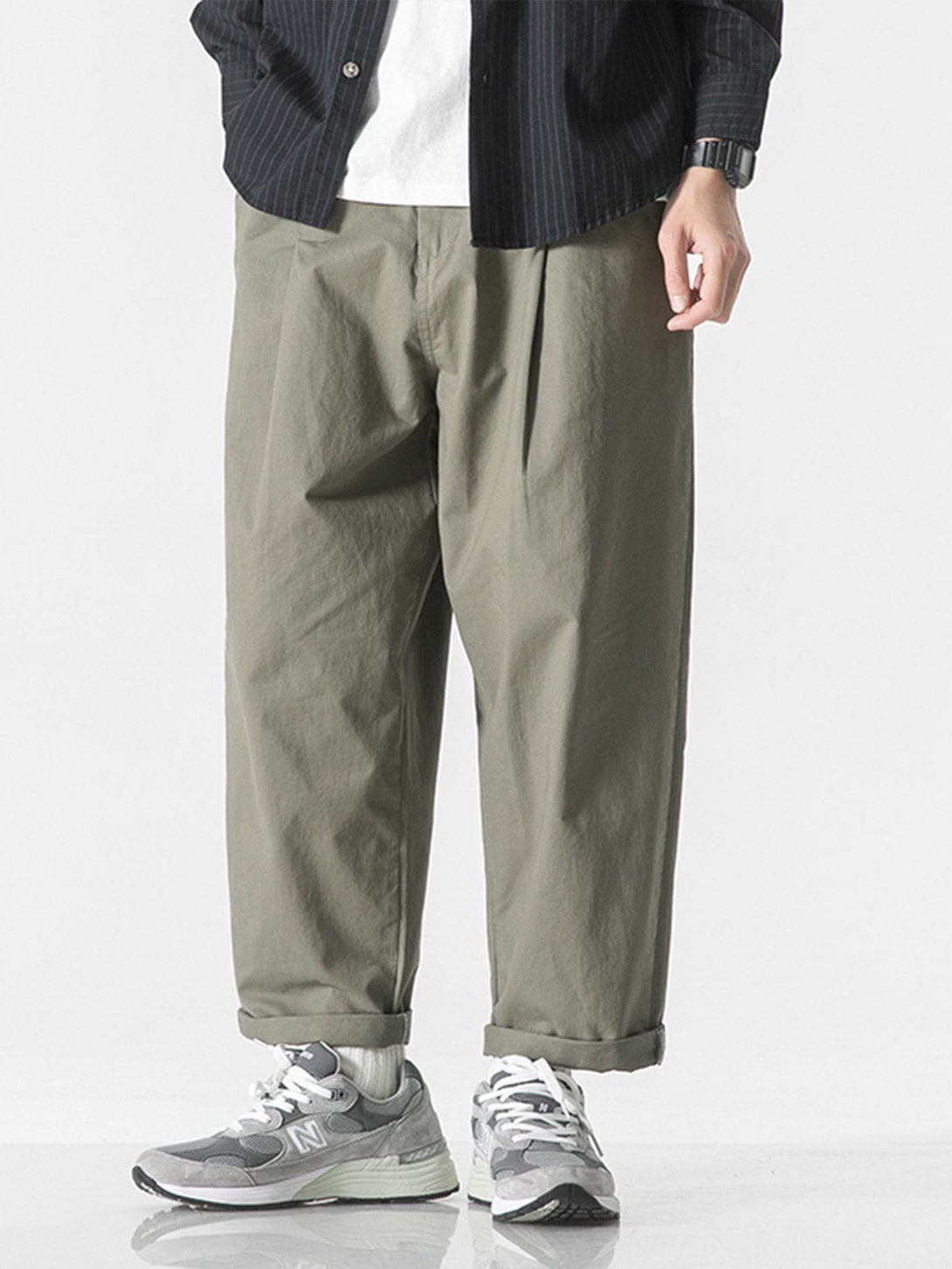 Helmiss - Solid Color Twill Cargo Pants- Streetwear Fashion - helmiss.com