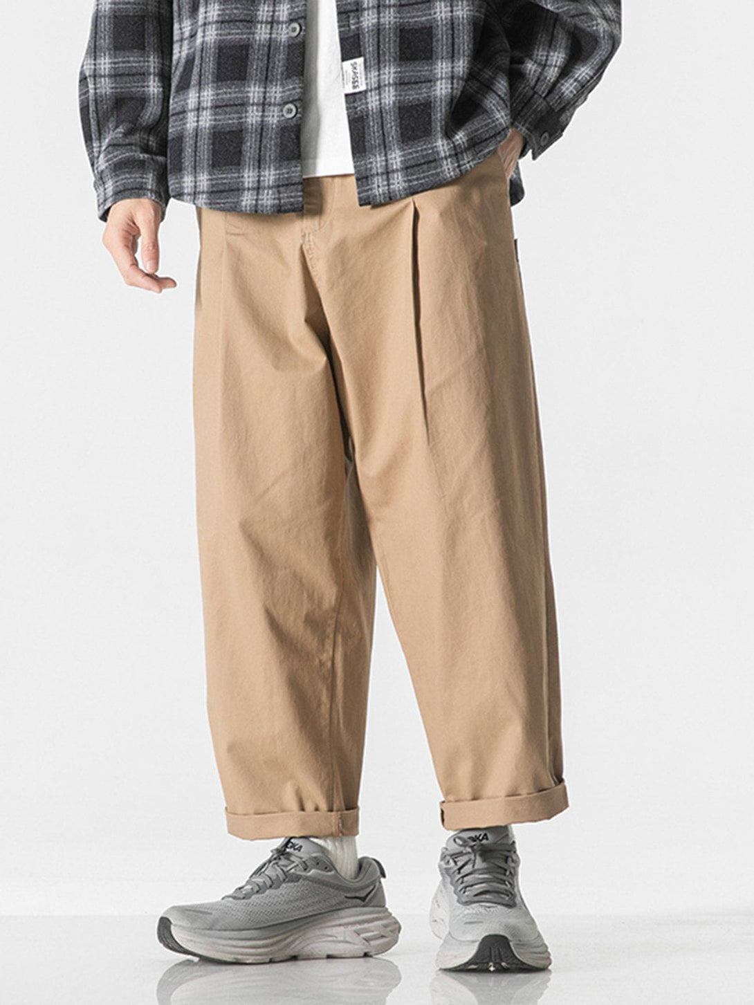 Helmiss - Solid Color Twill Cargo Pants- Streetwear Fashion - helmiss.com