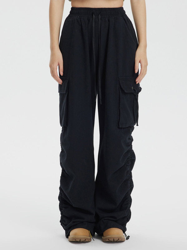 Helmiss - Solid Colour Loose Fitting Cargo Pants- Streetwear Fashion - helmiss.com