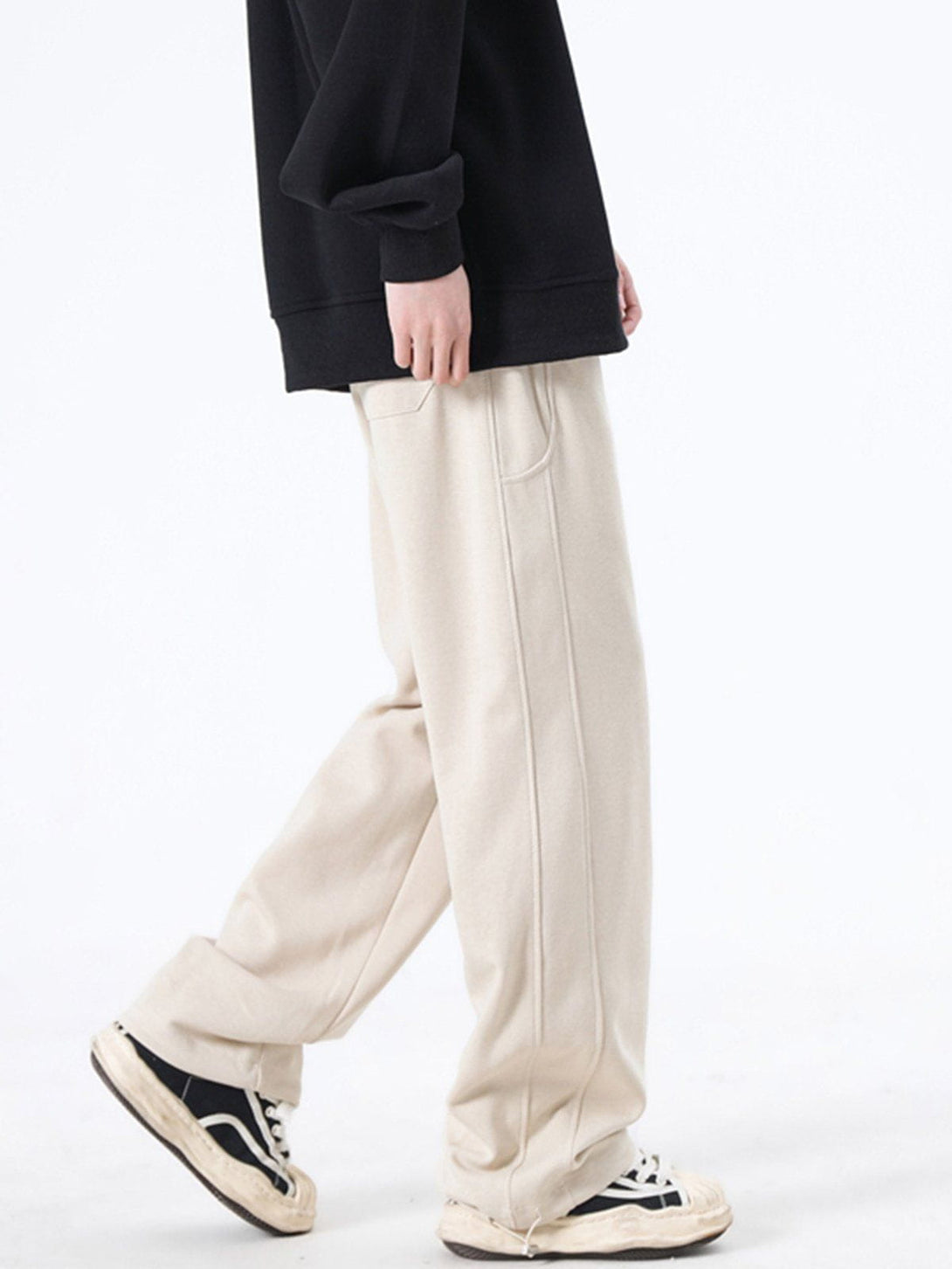 Helmiss - Solid Colour Patchwork Pants- Streetwear Fashion - helmiss.com