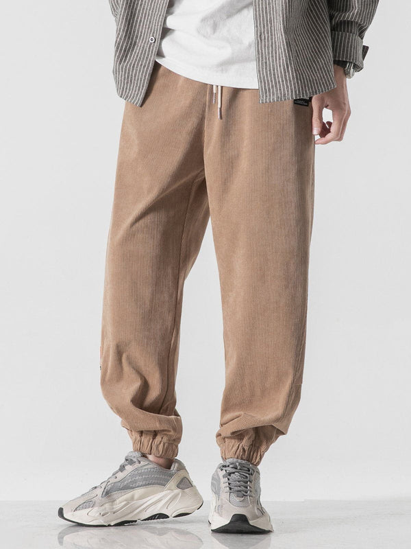 Helmiss - Solid Corduroy Sweatpants- Streetwear Fashion - helmiss.com