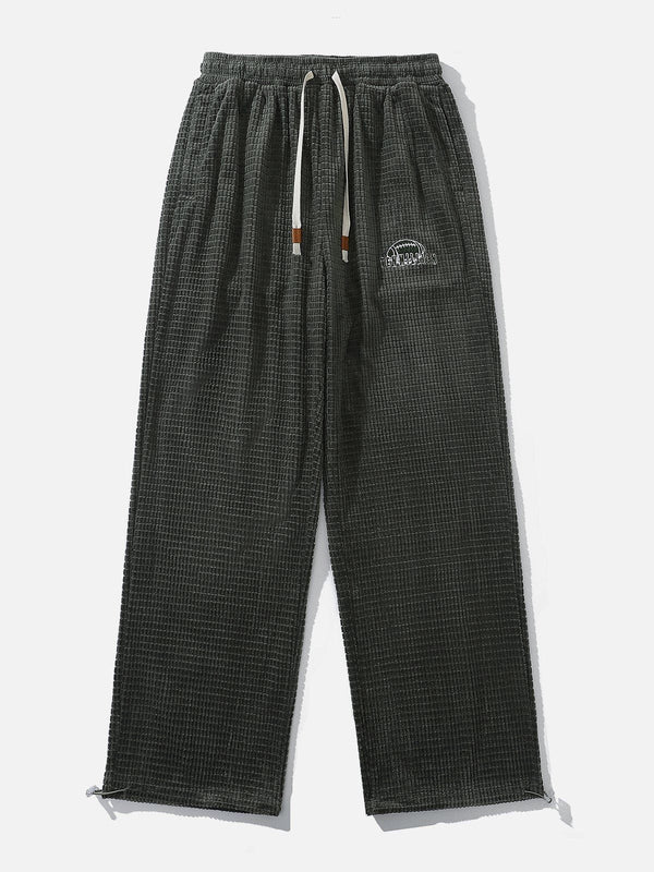 Helmiss - Solid Corduroy Waffle Pants- Streetwear Fashion - helmiss.com