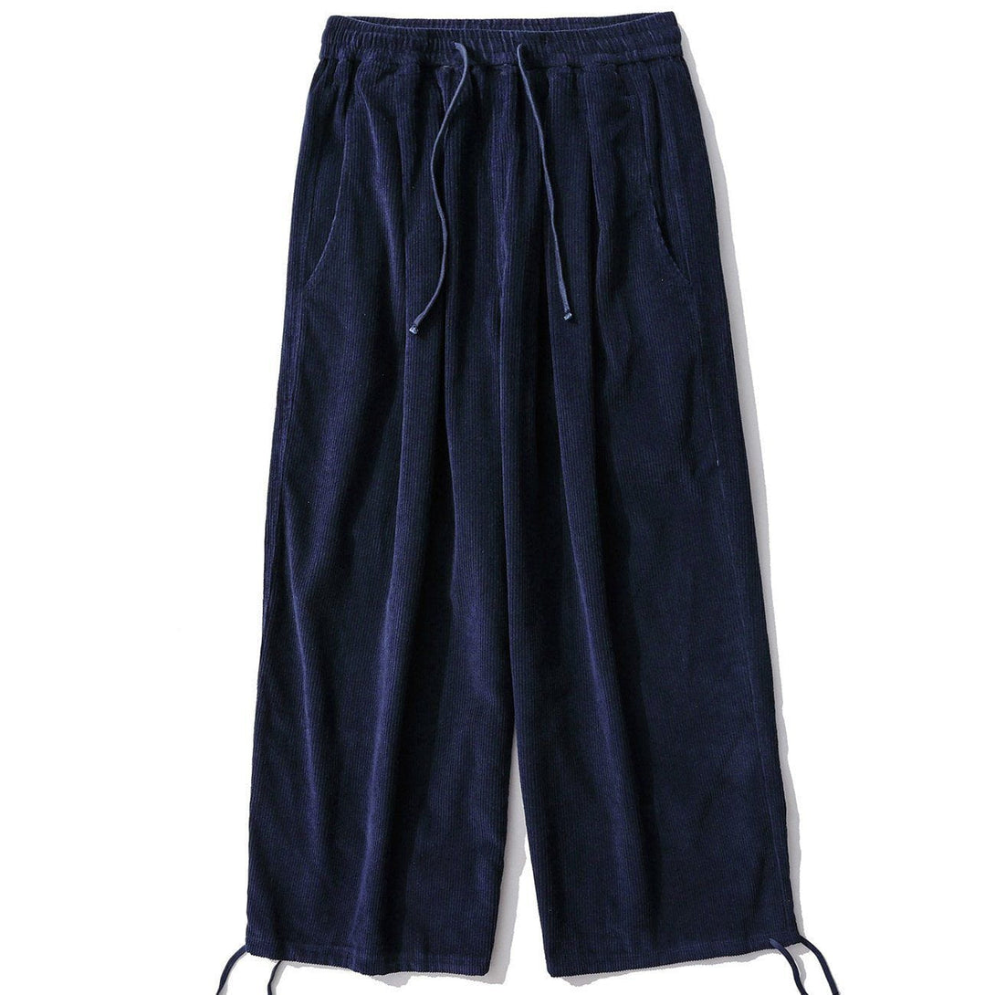 Helmiss - Solid Corduroy Wide-leg Pants- Streetwear Fashion - helmiss.com