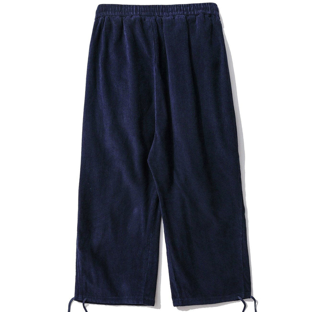 Helmiss - Solid Corduroy Wide-leg Pants- Streetwear Fashion - helmiss.com