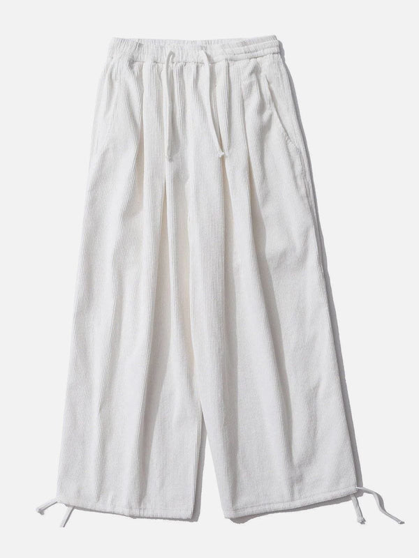 Helmiss - Solid Corduroy Wide-leg Pants- Streetwear Fashion - helmiss.com