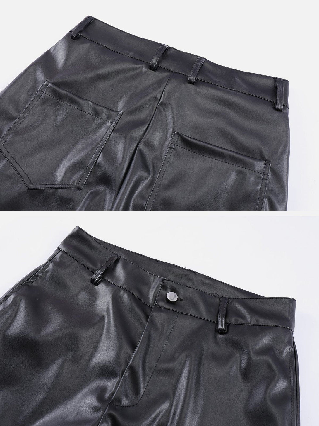 Helmiss - Solid Crinkled PU Pants- Streetwear Fashion - helmiss.com