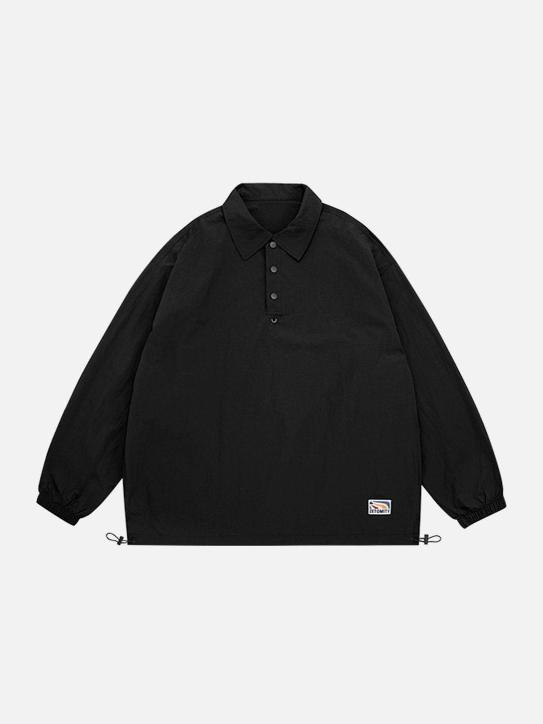 Helmiss - Solid Drawstring Polo Sweatshirt- Streetwear Fashion - helmiss.com