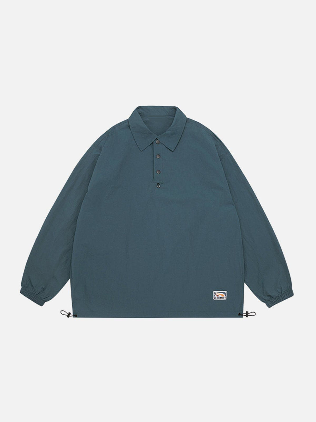 Helmiss - Solid Drawstring Polo Sweatshirt- Streetwear Fashion - helmiss.com