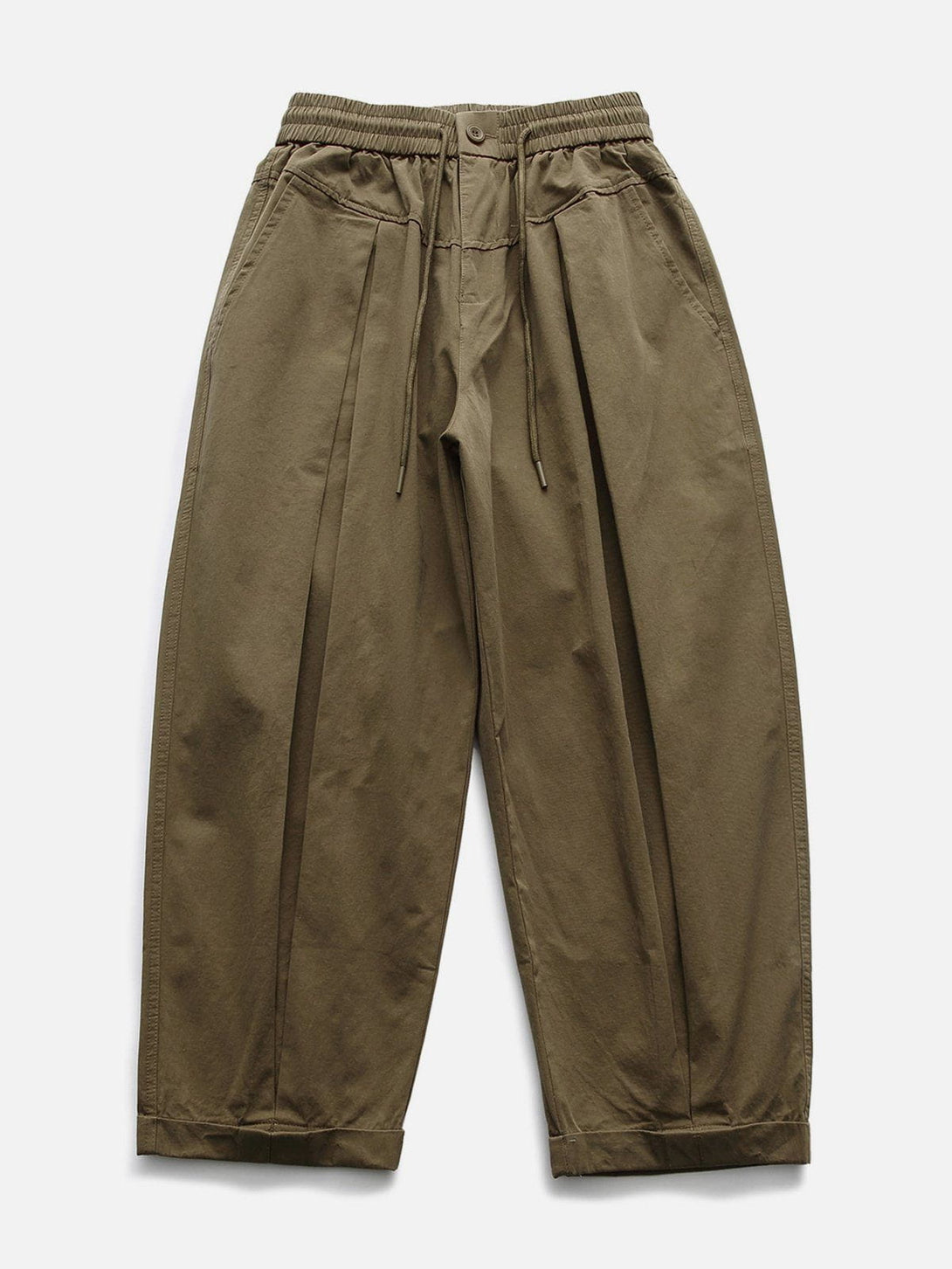 Helmiss - Solid Fold Drawstring Cargo Pants- Streetwear Fashion - helmiss.com