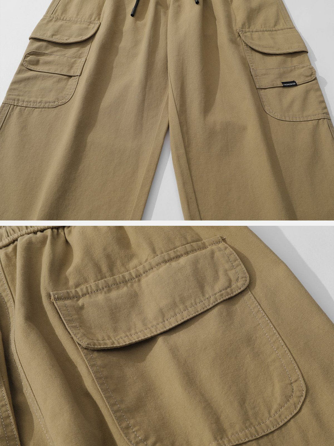 Helmiss - Solid Large Multi-Pocket Cargo Pants- Streetwear Fashion - helmiss.com