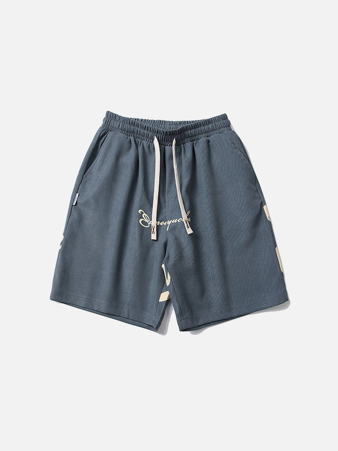 Helmiss - Solid Letter Drawstring Shorts- Streetwear Fashion - helmiss.com