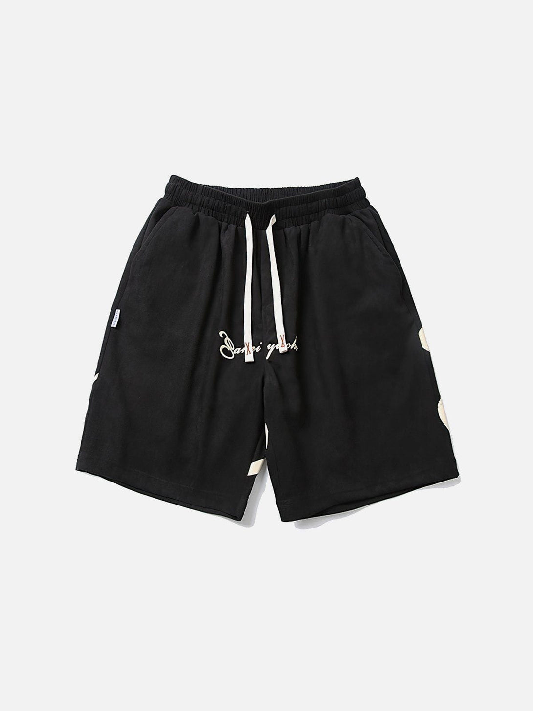 Helmiss - Solid Letter Drawstring Shorts- Streetwear Fashion - helmiss.com