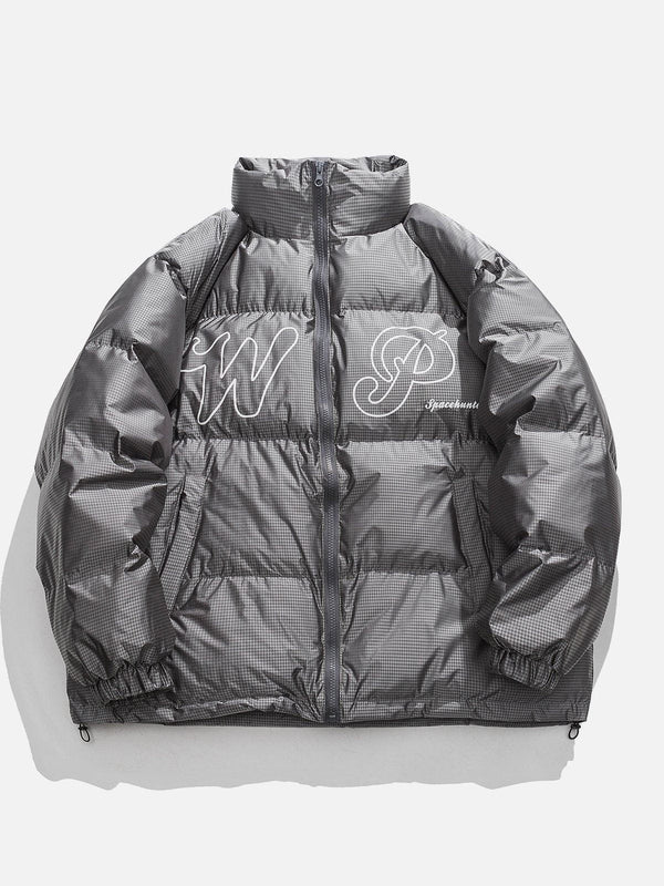 Helmiss - Solid Letter Print Winter Coat- Streetwear Fashion - helmiss.com