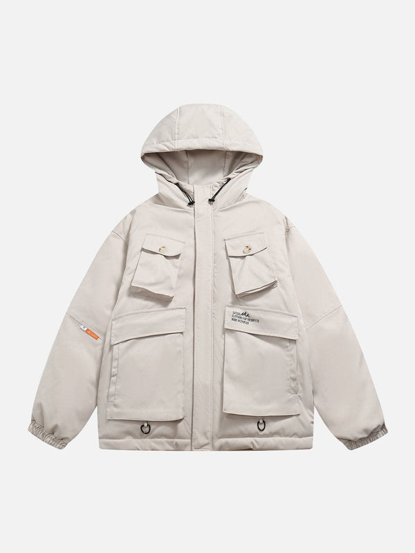 Helmiss - Solid Multi-Pocket Winter Coat- Streetwear Fashion - helmiss.com